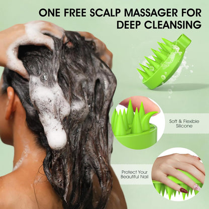 VOERUY Scalp Scrub, Tea Tree Scalp Exfoliator Shampoo, 2-in-1 Hair Treatment with Mint Oil, Clarify and Remove Build up with Silicone Scalp Massager, 10.6oz/300g