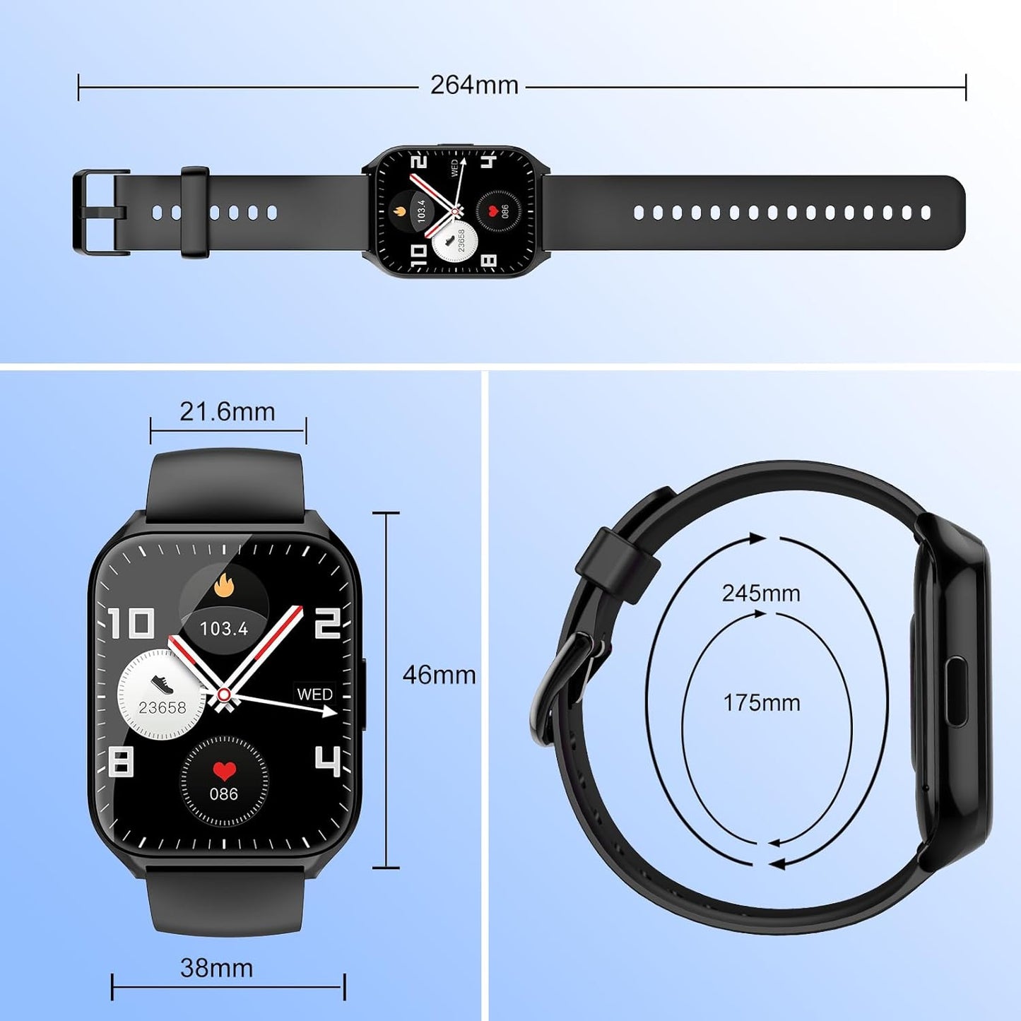Smart Watch for Men Women(Answer/Make Calls), 1.85" HD Touch Screen Fitness Watch with Sleep Heart Rate Monitor, 112 Sports Modes, IP68 Waterproof Activity Trackers Compatible with Android iOS, Black