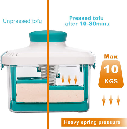 Noya Adjustable Tofu Press - Vegan Tofu Presser to Speed up Removing Water from Silken, Firm, and Extra Firm Tofu in 10-30mins Without Crack - Bpa Free