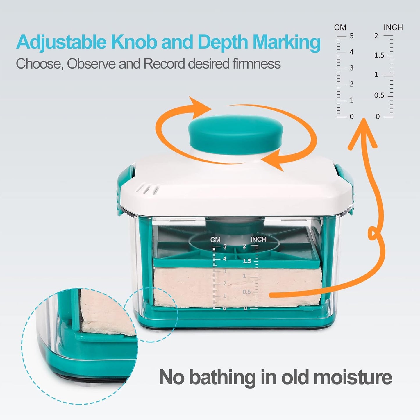 Noya Adjustable Tofu Press - Vegan Tofu Presser to Speed up Removing Water from Silken, Firm, and Extra Firm Tofu in 10-30mins Without Crack - Bpa Free