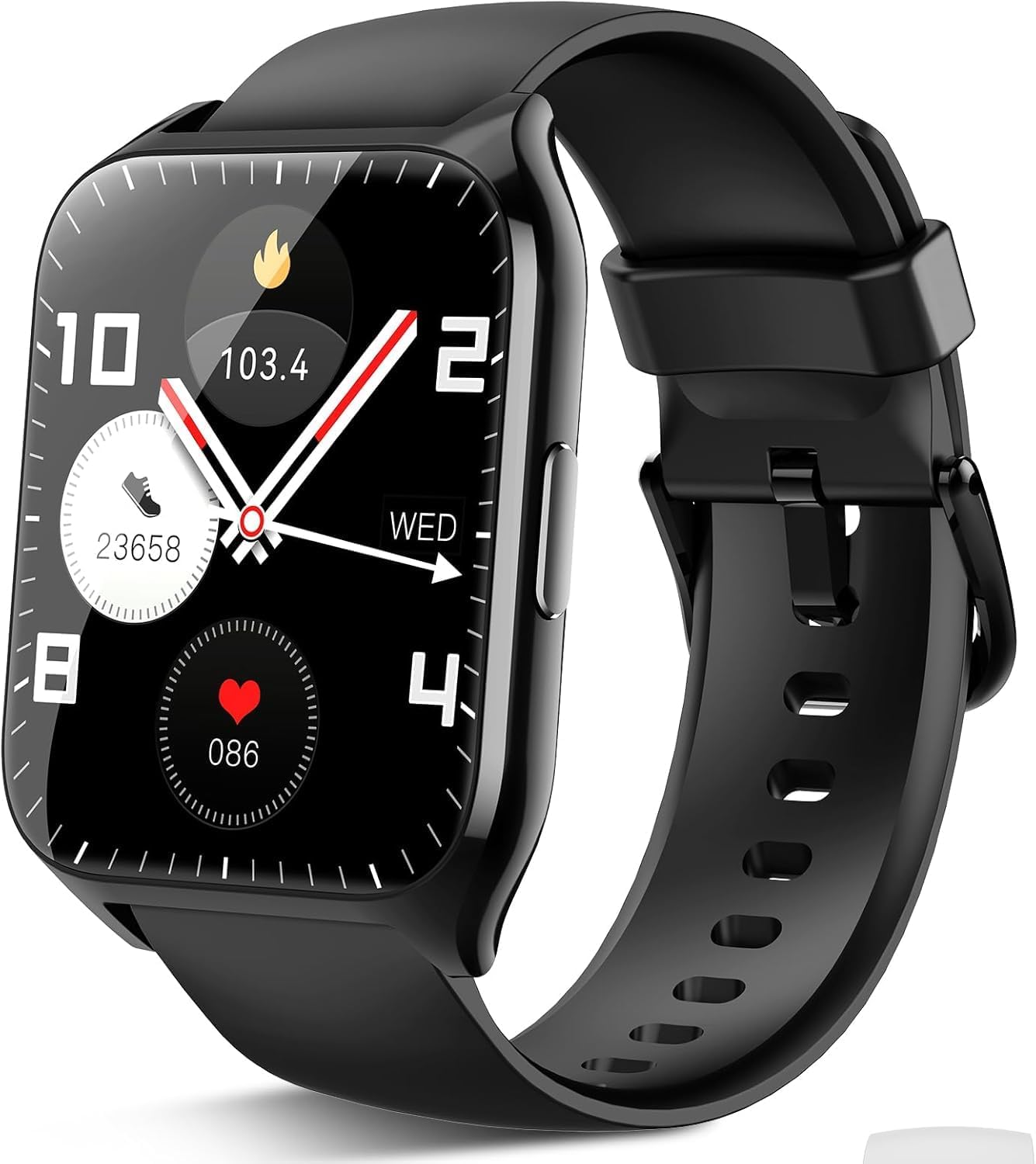 Smart Watch for Men Women(Answer/Make Calls), 1.85" HD Touch Screen Fitness Watch with Sleep Heart Rate Monitor, 112 Sports Modes, IP68 Waterproof Activity Trackers Compatible with Android iOS, Black