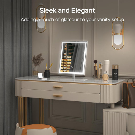 Vanity Mirror with Lights, Lighted Makeup Mirror with 3 Color Modes, Dimmable Light, Hollywood Vanity Makeup Mirror with Smart Touch Control, Gift for Teen Girl/Women (12in. White) - PuriLite