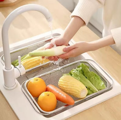 Purilite Select Stainless Steel Telescopic Sink Draining Rack – Adjustable Kitchen Sink Organizer for Tableware, Dishes & Chopsticks - PuriLite