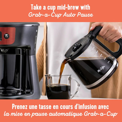 Mr. Coffee 12 Cup Programmable Coffee Maker with Strong Brew Selector, Red