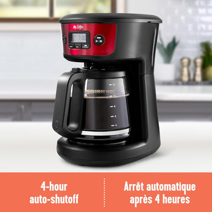 Mr. Coffee 12 Cup Programmable Coffee Maker with Strong Brew Selector, Red