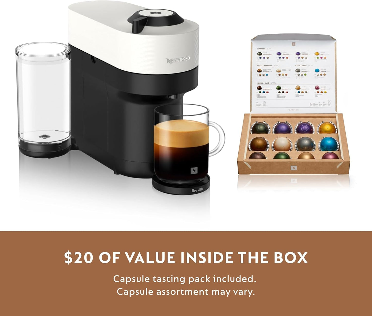 Nespresso Vertuo Pop+ Coffee and Espresso Machine by Breville - Coconut White