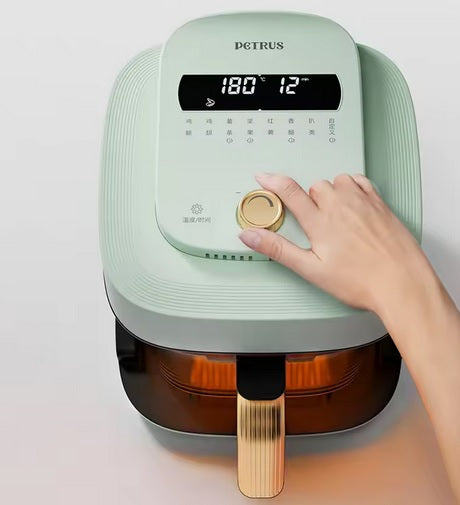 Purilite Select Fully Automatic Transparent Electric Air Fryer 1L+2L – 900W Rapid Heating, 360° Rotating Basket, Large Capacity Oven