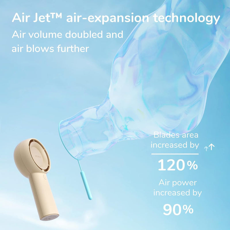 JISULIFE Handheld Turbo Fan [16H Max Cooling Time] Mini Portable Hand, 4000mAh USB Rechargeable Personal, Battery Operated Small Pocket Fan with 5 Speeds for Travel/Outdoor/Home/Office - Brown