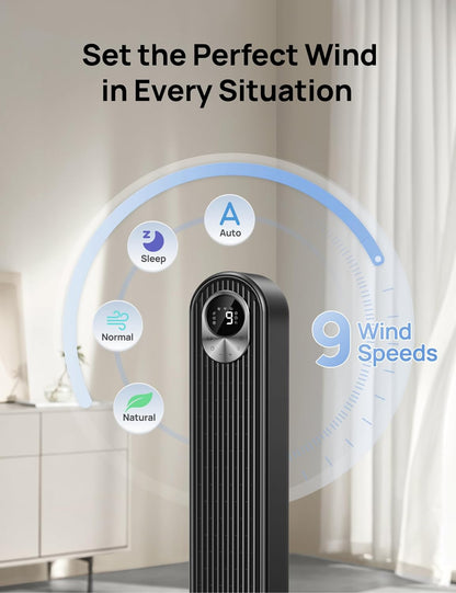 Dreo 28dB Tower Fan for Home, 42 Inch Portable Oscillating Bladeless Fan with Remote, 6 Speeds, 4 Modes, LED Display, 12H Timer, Powerful Cooling Floor Fan, Standing Fans for Bedroom,Quiet