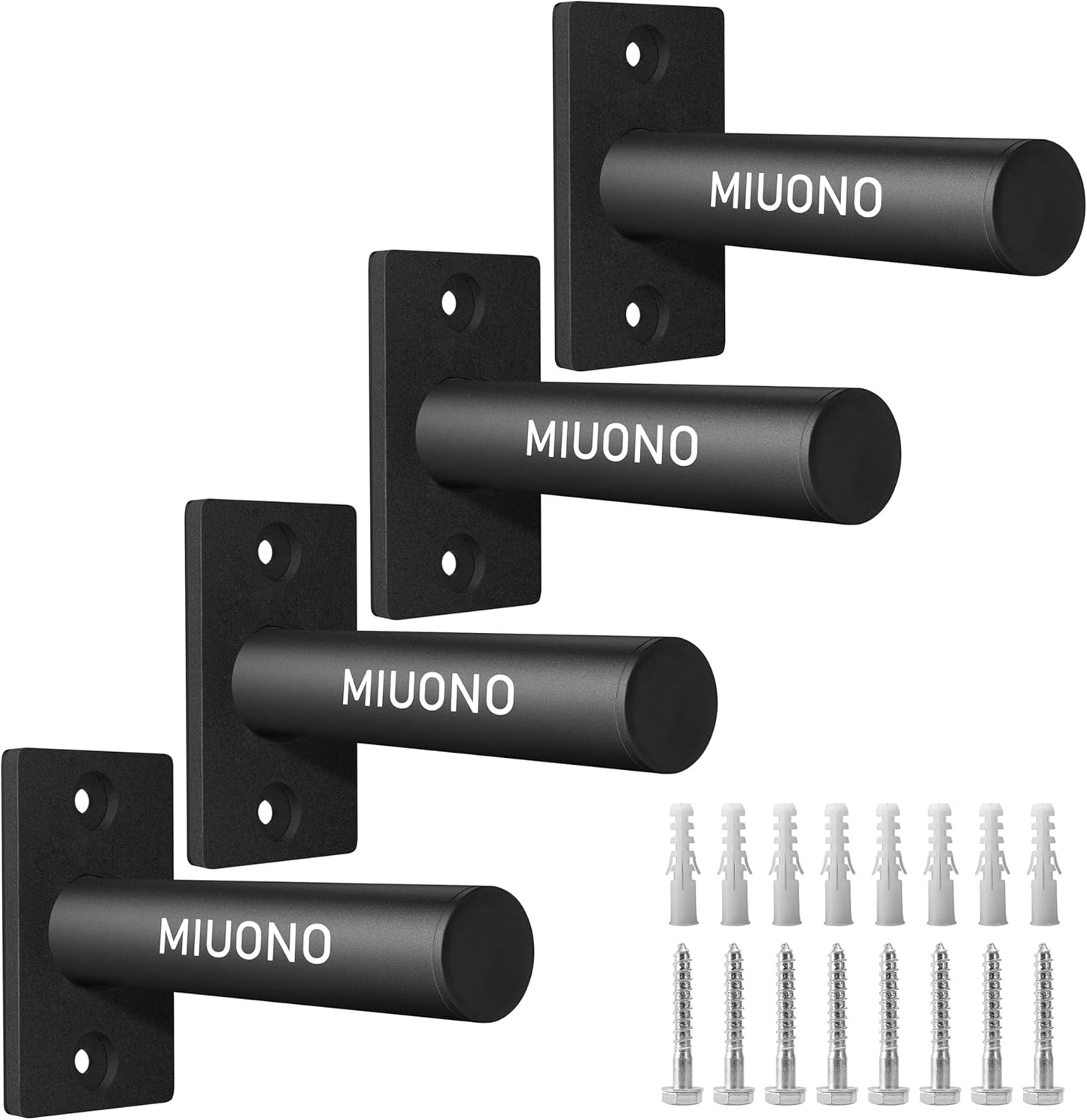 MIUONO Weight Plate Holder, Wall Mounted Weight Rack Storage for 2" Olympic Weight Plate, 4 Pack Home Gym Organizer (Upgraded Larger Screws)