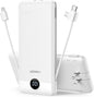 VEGER Portable Charger for iPhone Built in Cables Fast Charging USB C Slim 10000mAh Power Bank, Wall Plug USB Battery Pack for iPhones, iPad, Samsung More Phones Tablets (White)
