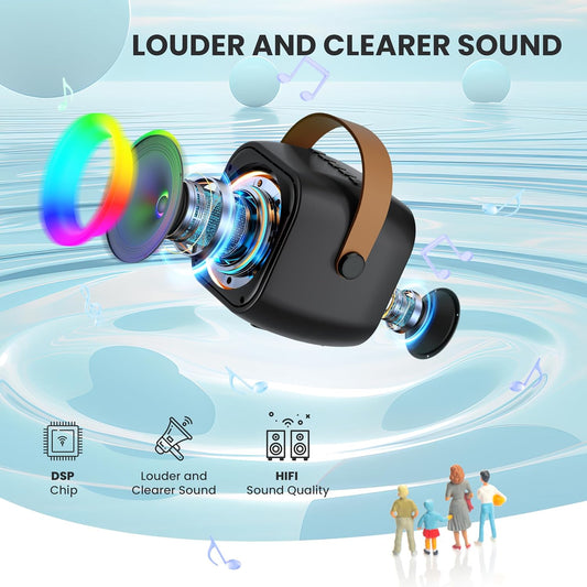 Mini Karaoke Machine, Portable Bluetooth Karaoke Speaker with 2 Wireless Microphones and Party Lights for Kids and Adults, Birthday Gifts for Girls Boys Family Home Party - PuriLite