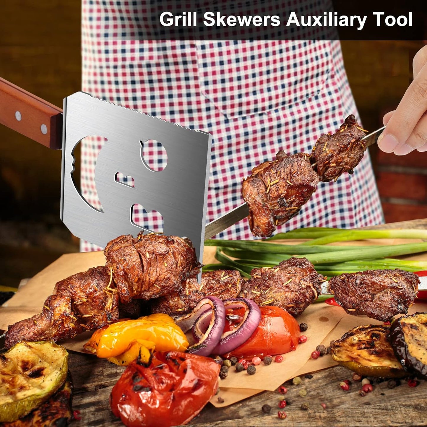 7-in-1 Stainless Steel Grill Spatula with Fork, 17 Inch BBQ Tool for Charcoal and Gas Grills, Heavy-Duty Barbecue Accessory Gift - PuriLite