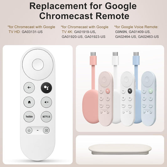Voice Replacement for Google-Chromecast-Remote, G9N9N for Chromecast with Google TV Remote, for Google TV Streamer (Only for Snow Chromecast Google) - PuriLite