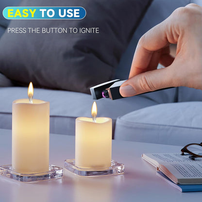 Gifts for Him Her Men Boyfriend Husband, Coquimbo Electric Lighter USB Rechargeable Windproof Lighter, Flameless Dual Arc Plasma Lighter for Household Candie Incense Fireplace (Black)