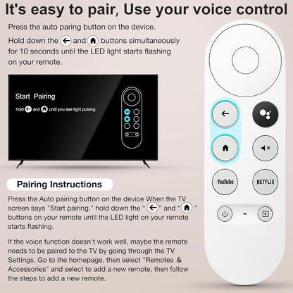 Voice Replacement for Google-Chromecast-Remote, G9N9N for Chromecast with Google TV Remote, for Google TV Streamer (Only for Snow Chromecast Google)