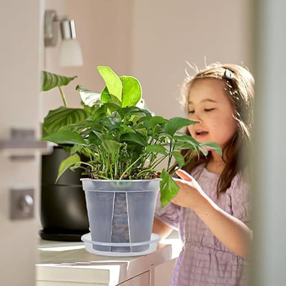Reinforced Clear Nursery Pots for Plants,Assorted Sizes,12Pack 4/5/6 inch Transparent Plastic Plant Pots with Drainage Holes, Garden Pots for Plants Flowers with 12Pack Trays and 15pcs Plant Labels