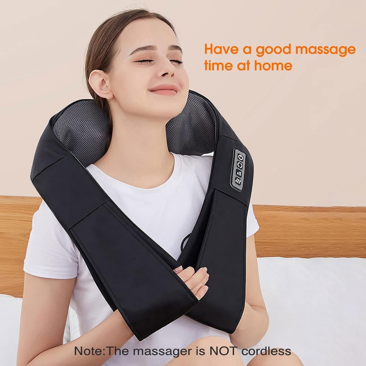 Shiatsu Neck & Shoulder Massager with Heat – Deep Tissue Kneading Electric Back Massager – Wrap-Around Neck Massage Pillow with Auto Shut-Off (Corded) - PuriLite