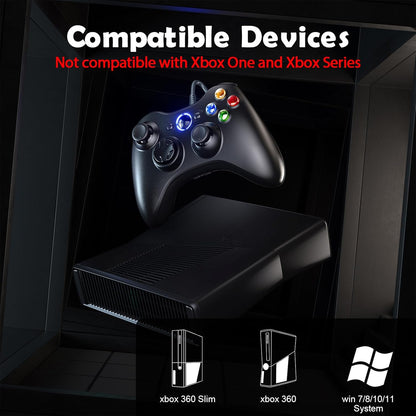LENISUOLE Wired Controller for Xbox 360 1 Pack, Compatible with xbox 360/360 S/360 E, with Dual-Vibration, 2.5mm headphone Jack