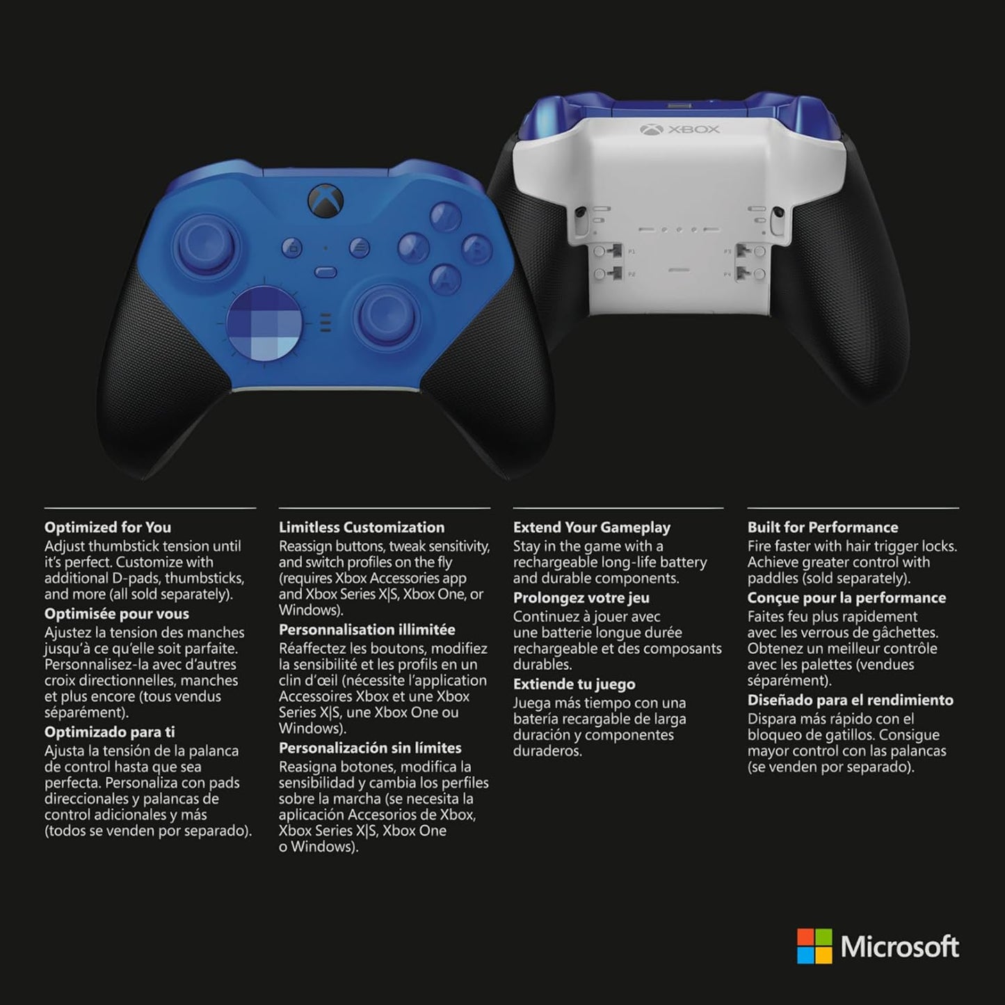 Xbox Elite Series 2 Core Wireless Gaming Controller – Blue Series X|S, One, Windows PC, Android, and iOS