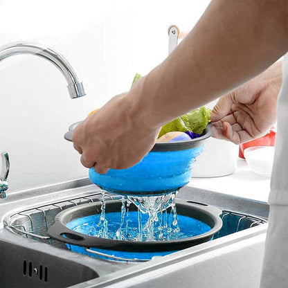Collapsible Colander, 2 Pcs Silicone Collaspsible Strainer for Draining Pasta, Vegetable and Fruit