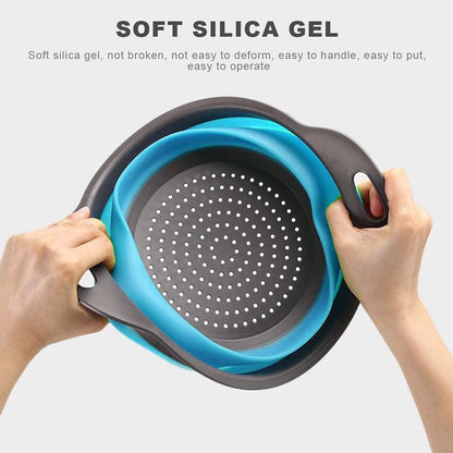 Collapsible Colander, 2 Pcs Silicone Collaspsible Strainer for Draining Pasta, Vegetable and Fruit