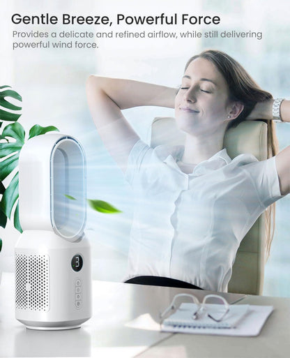 let'me Table Fan, 13 Inch Bladeless Desk Fan, 106° Oscillating Fan with 3 Speeds and Night Light, Quiet Desk Fan for bedroom, Office, Personal
