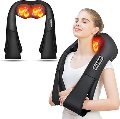 Shiatsu Neck & Shoulder Massager with Heat – Deep Tissue Kneading Electric Back Massager – Wrap-Around Neck Massage Pillow with Auto Shut-Off (Corded) - PuriLite