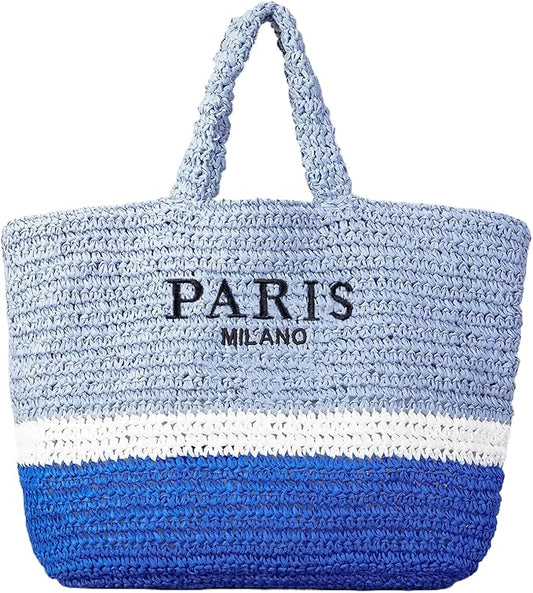 POAPRRD Large Straw Tote Bag Summer Straw Purse for Women Vacation Raffia Woven Beach Bags Handbag