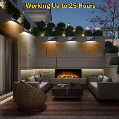 Solar Lights Outdoor, Solar Fence Lights with 10 RGB Colors, IP65 Waterproof Wireless Powered Deck Fence Lights for Yard, Garden, Patio, Porch, Wall, Step, Garage