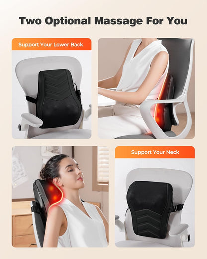 Pain Relief Back Massager – Shiatsu Neck & Back Massager with Heat – 3D Deep Tissue Kneading Massage Pillow for Neck, Shoulders, Back, Legs & Calves - PuriLite