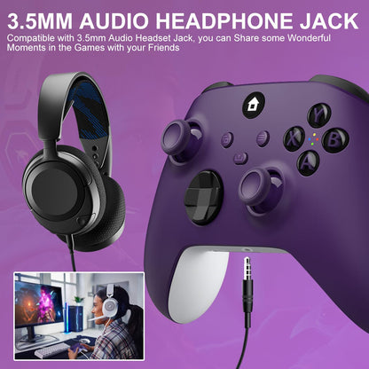 ADHJIE Xbox One Controller, 2.4GHz Wireless Controller Compatible with Xbox One/One S/One X/Xbox Series S/X/PC with 3.5mm Headphone Jack, Purple