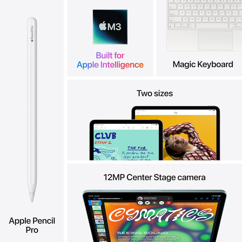 Apple iPad Air 13-inch with M3 chip Built for Apple Intelligence, Liquid Retina Display, 128GB, 12MP Front/Back Camera, Wi-Fi 6E, Touch ID, All-Day Battery Life — Space Gray
