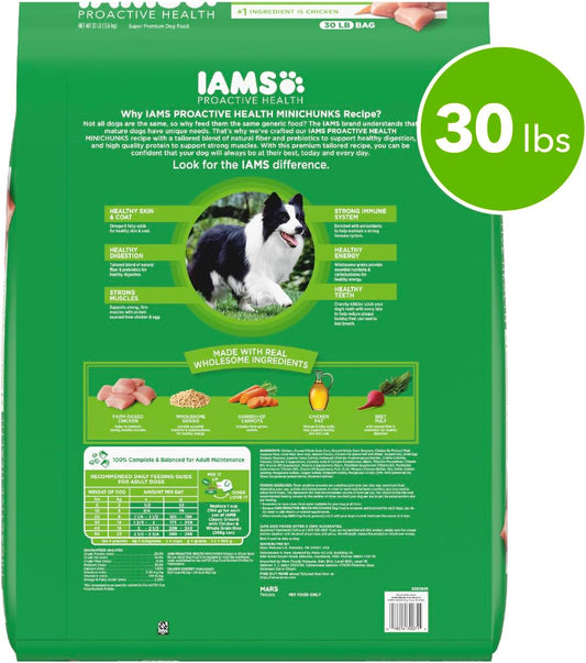 IAMS Proactive Health Minichunks Adult Dry Dog Food with Real Chicken, 30 lb. Bag - PuriLite