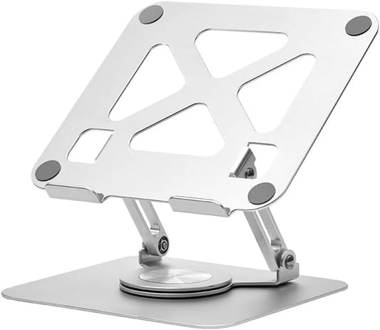 MWYUNAUY Collapsible Rotating Laptop Stand, Height Adjustable Ergonomic Desktop Stand, Aluminum Portable Laptop Riser Stand, Compatible with MacBook Pro Air, 10-17.3 ""for All laptops, Silver