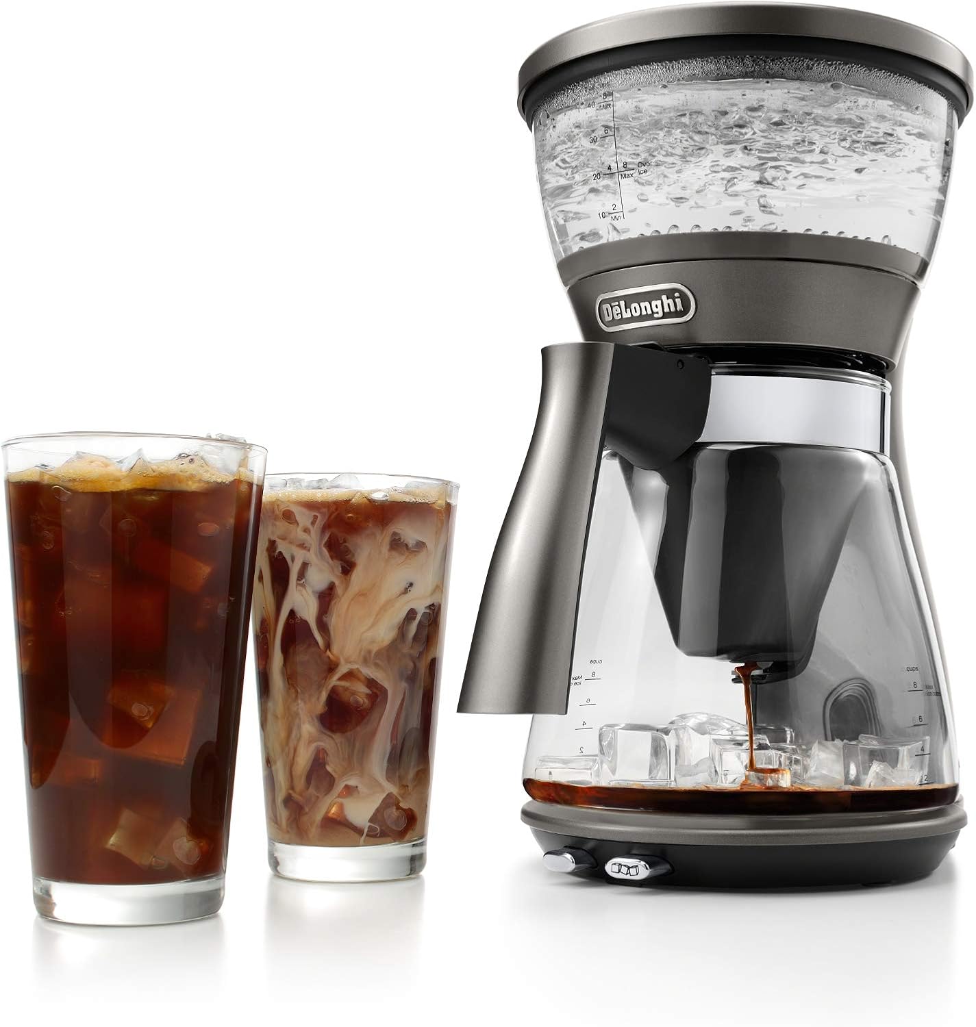 De'Longhi ICM17270 3-in-1 Specialty Coffee Brewer, Iced Coffee Maker (Bold Cold Brew), Gourmet Pour Over, Premium Drip, Glass Carafe, 8-Cup, Silver Metallic