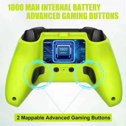 W&O Wireless Controller Compatible With Xbox One, Xbox Series X/S, Xbox One X/S, PC, With RGB LED Light, Mappable Buttons, 3.5mm Headphone Jack, With 2.4GHZ Wireless Adapter Gamepad （Electric Volt）