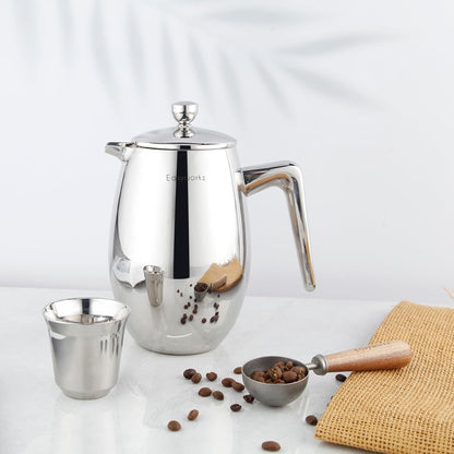 Easyworkz Nando French Press 700ml Double Wall Insulated Thermal Coffee Maker,304 Stainless Steel Cafetiere