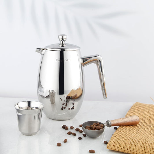 Easyworkz Nando French Press 700ml Double Wall Insulated Thermal Coffee Maker,304 Stainless Steel Cafetiere - PuriLite