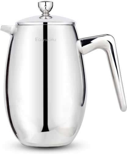 Easyworkz Nando French Press 700ml Double Wall Insulated Thermal Coffee Maker,304 Stainless Steel Cafetiere