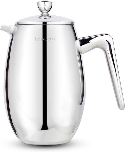 Easyworkz Nando French Press 700ml Double Wall Insulated Thermal Coffee Maker,304 Stainless Steel Cafetiere