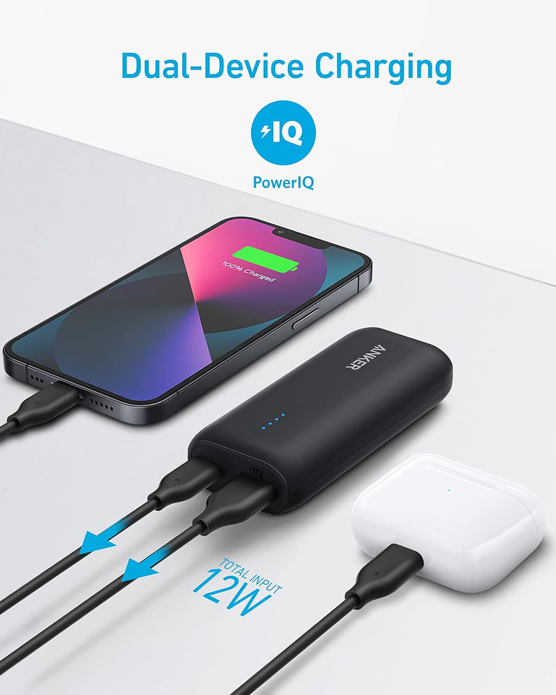 Anker Power Bank, 5,200 mAh Portable Charger, for iPhone 15 Series, 14/13, Samsung, Pixel, LG & More, External Phone Battery for Travel & Daily Use