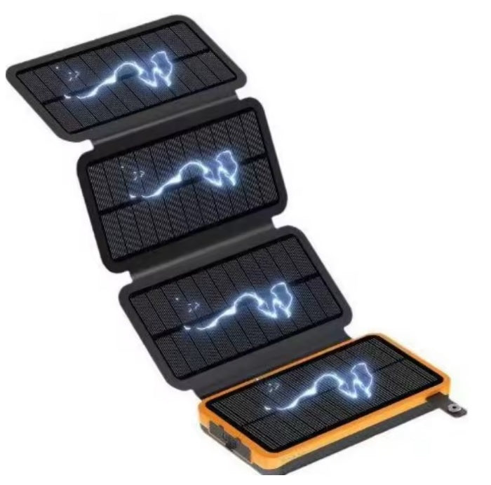 Purilite Select 20000mAh Solar Power Bank Portable Charger with Folding Solar Panel, Dual USB Output, Built-In Cables and LED Lamp for Smartphones and USB Devices