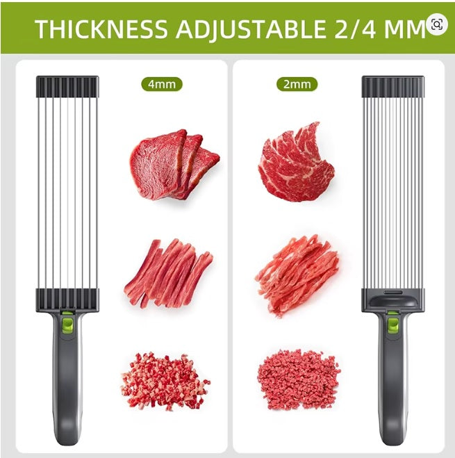 Purilite Select Manual Meat Slicer with Adjustable Thickness 2mm or 4mm – Stainless Steel Multi Blade Meat Cutter for Fresh Meat, Jerky, Hot Pot and Home Kitchen Preparation - PuriLite