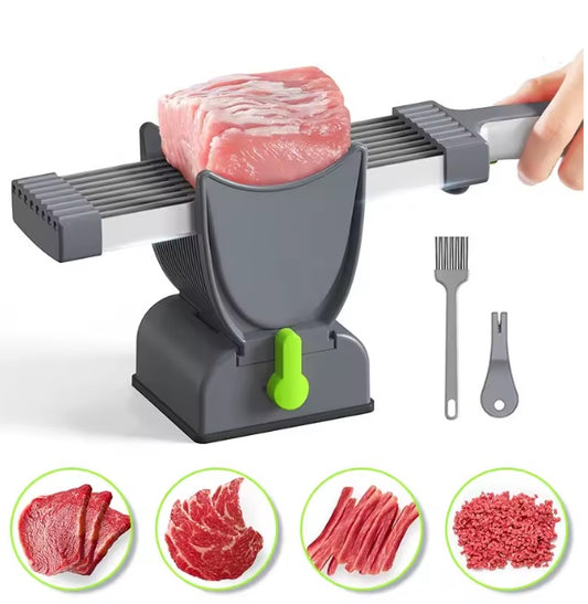 Purilite Select Manual Meat Slicer with Adjustable Thickness 2mm or 4mm – Stainless Steel Multi Blade Meat Cutter for Fresh Meat, Jerky, Hot Pot and Home Kitchen Preparation - PuriLite