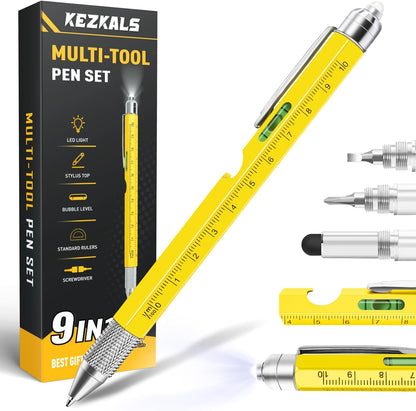 9-in-1 Multitool Pen with LED Light, Screwdrivers, Stylus, and Ruler, Compact Everyday Tool Gift for Adults and Teens - PuriLite