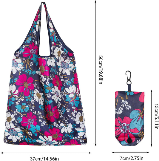 Auidy_6TXD 4pcs Reusable Shopping Bags, Foldable Shopping Bags Washable Grocery Bags Foldable in a Pouch Eco Tote Shopping Bag Groceries Tote Bags for Daily Shopping Groceries Travel Storage