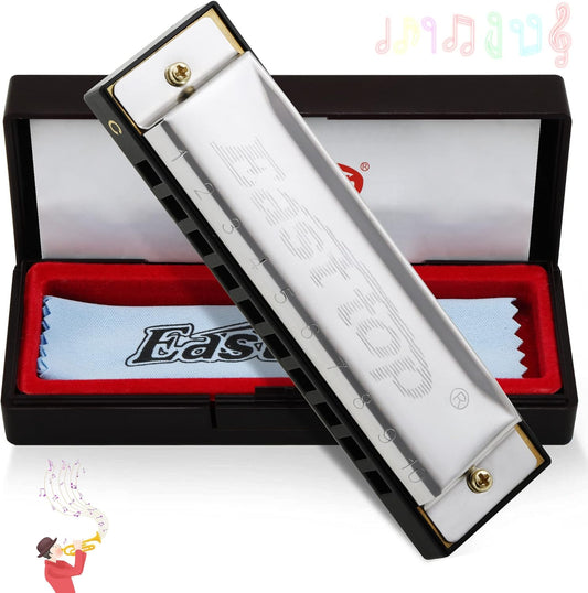 East top Harmonica, C Key Blues Harmonica for Beginners and Adults, 10 Holes Mouth Organ Blues Harp Diatonic Harmonica for For Kids Christmas' Gift