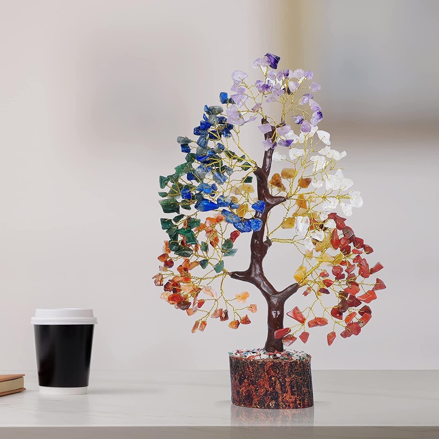 YATSKIA 7 Chakra Crystal Tree of Life – Handcrafted Healing Crystal Bonsai with Natural Gemstones – Feng Shui Money Tree - PuriLite
