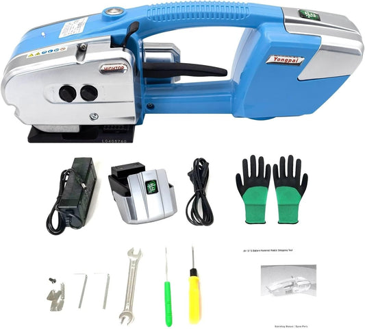CAPTOK Electric Strapping Machine for 1/2-5/8 Inch Wide PP/PET Strap Automatic Strapping Tool 2X4000mAh Battery Handheld Banding Tools for Plastic Packaging Strapping Tensioner Baler for Pallet